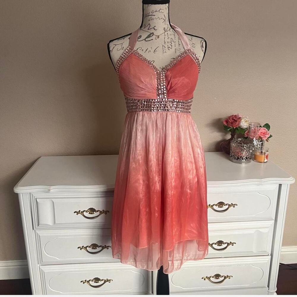 Pink ombre halter dress